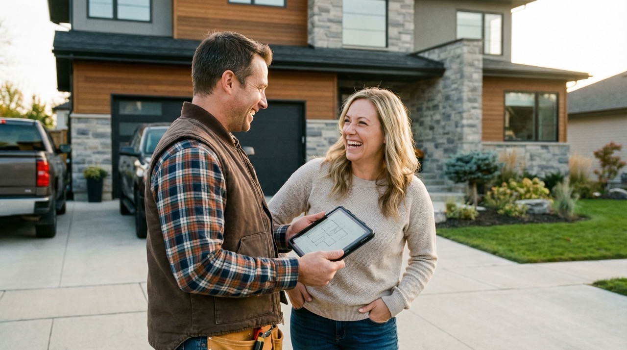 QC Solutions contractor discussing project with homeowner