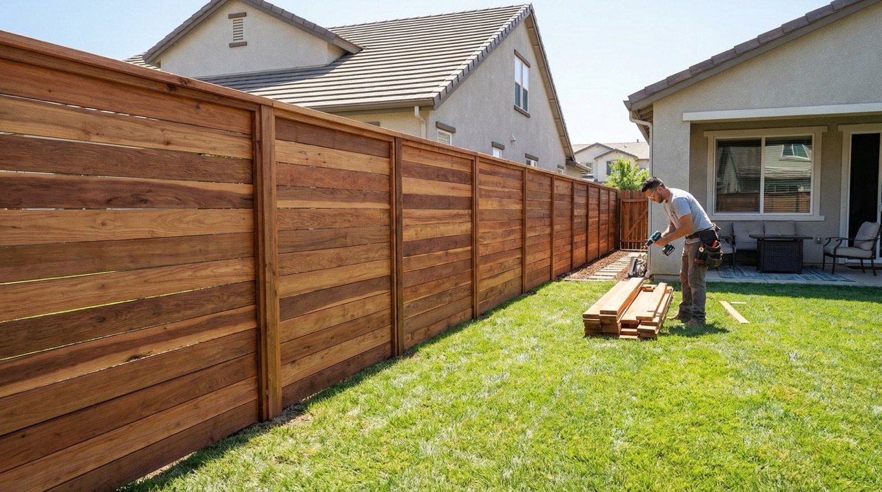 Cedar fence installation